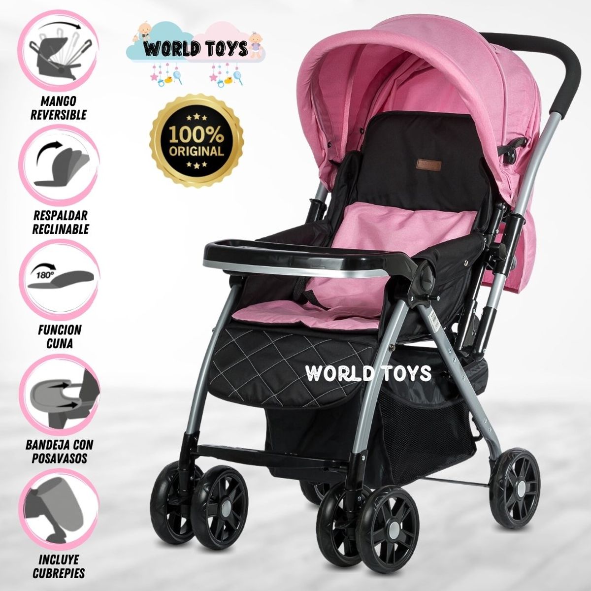 BABY - Coche Cuna de Lujo «VINCENT» Edición Limitada Pink