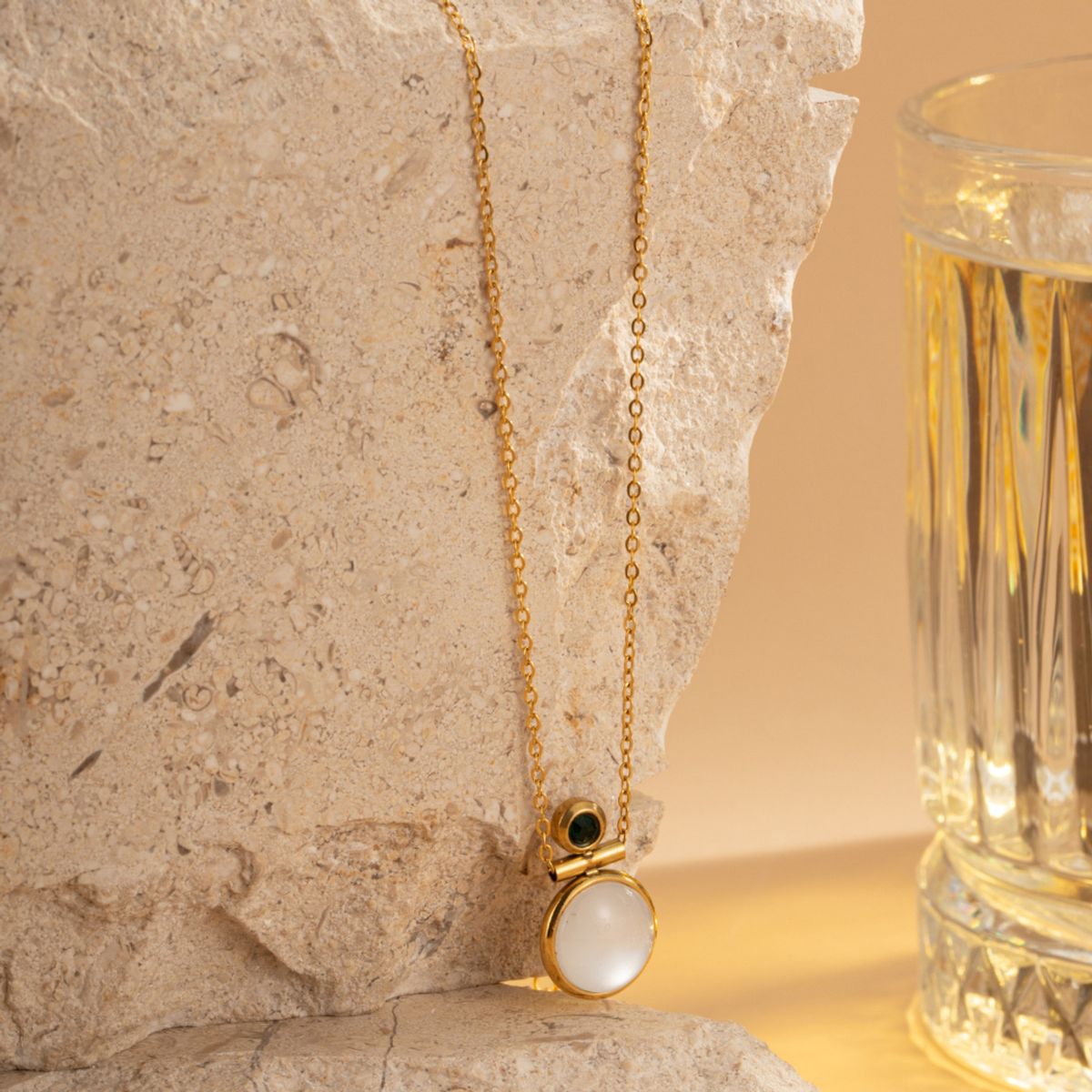 GENERICO - Collar Colgante para Mujer de Acero Titanio con Circón Embutido