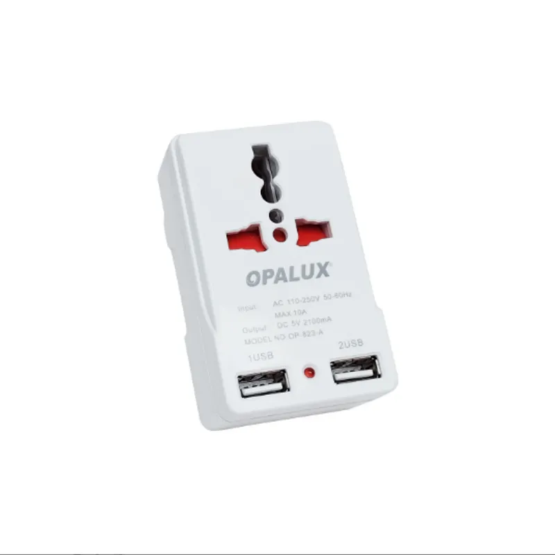 OPALUX - Adaptador Enchufe Múltiple con Toma Tierra + Doble USB OP-823A OPALUX