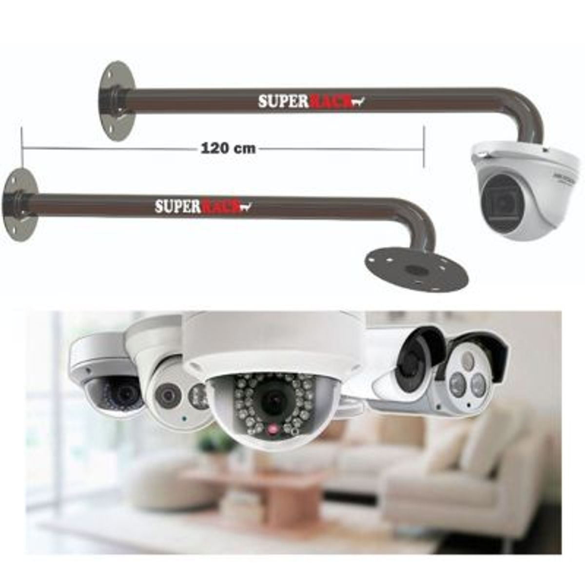SUPER RACK - Rack Para Cámara de Seguridad Domo 120 cm de Distancia