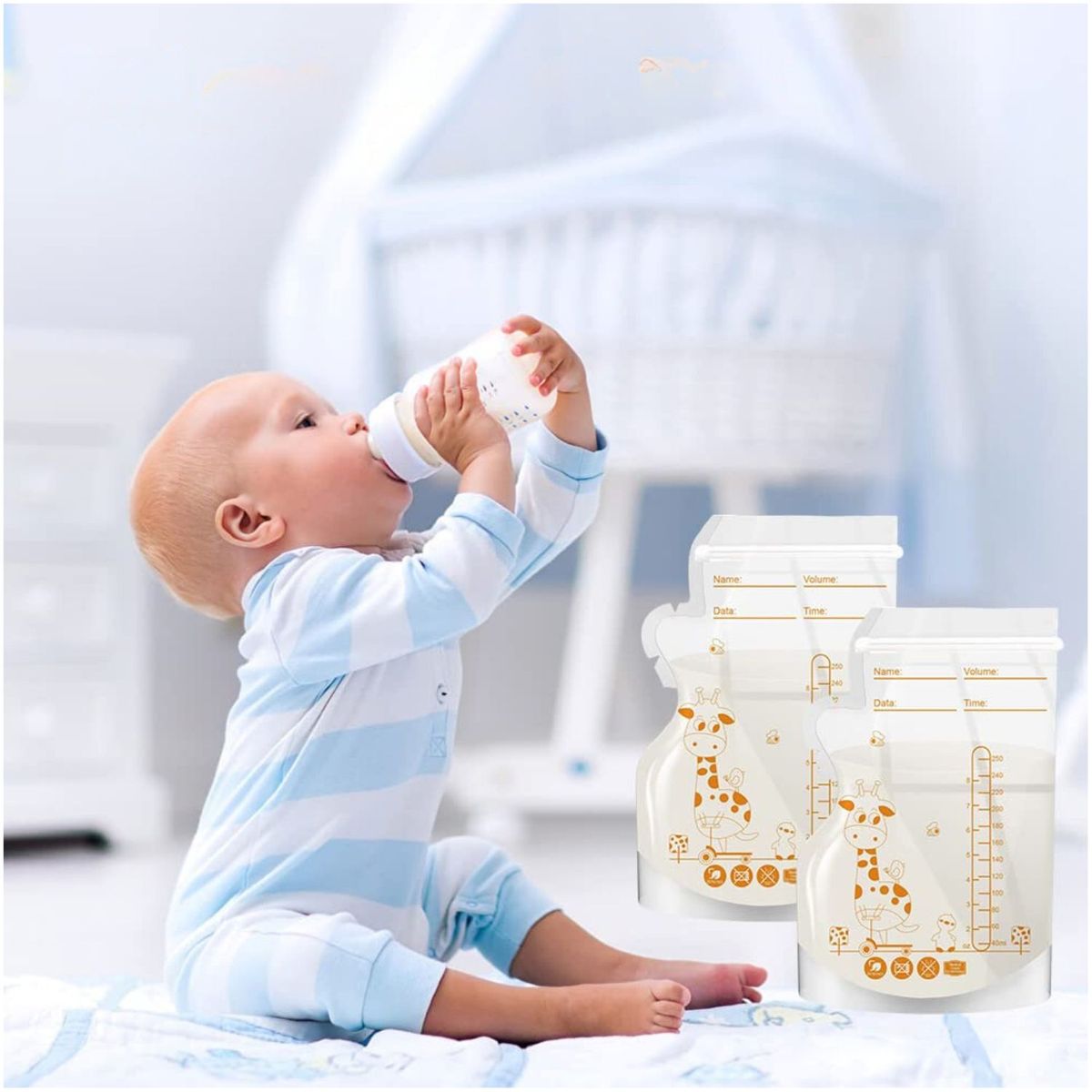 BABY - Bolsa de Almacenar Leche de 2 Cierres 1 Boquilla 250mlx30und