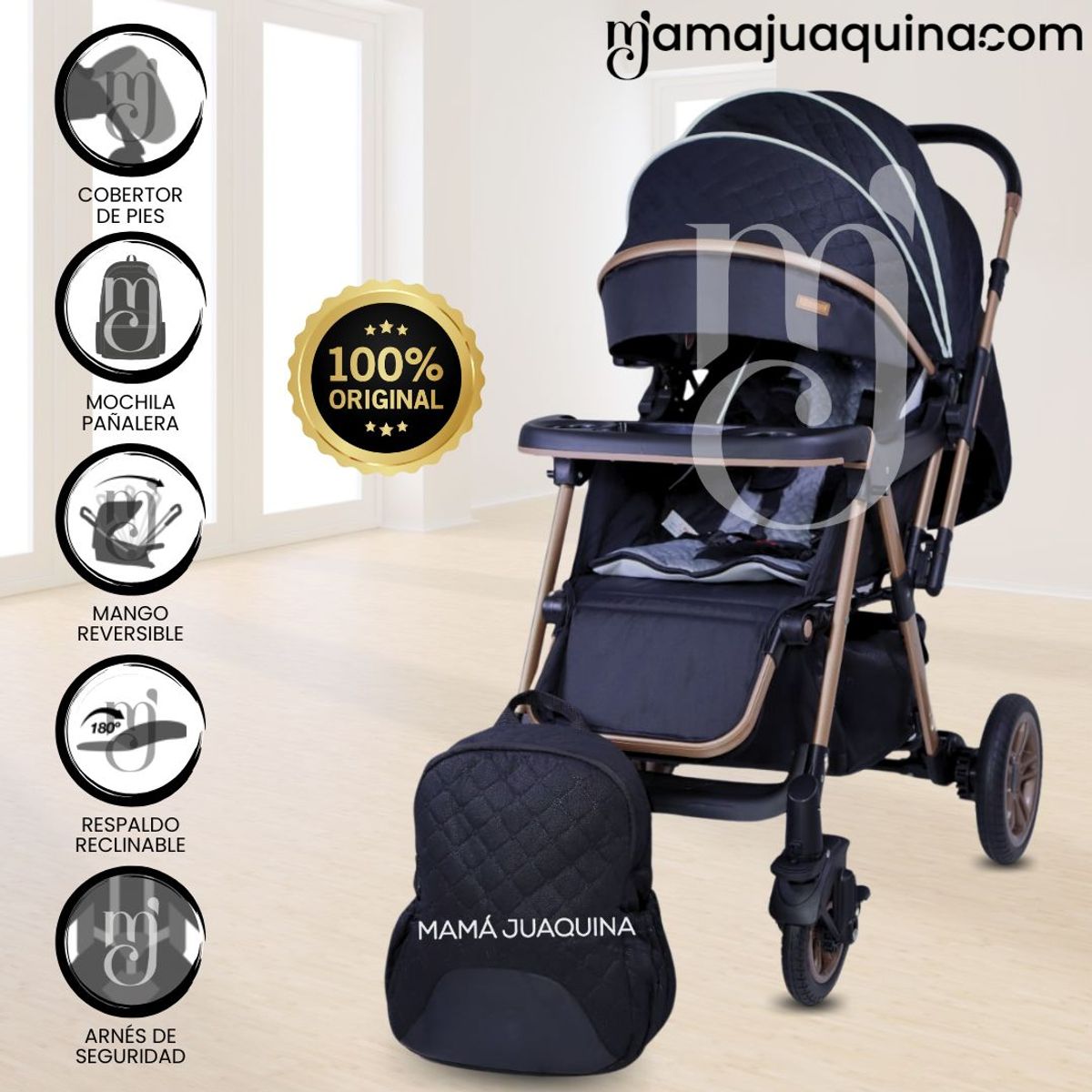 LITTLE - Coche Cuna de Lujo «LONDRES II» Edición Limitada Black