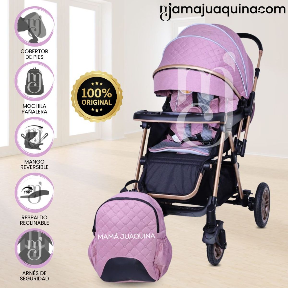 LITTLE - Coche Cuna de Lujo «LONDRES II» Edición Limitada Pink