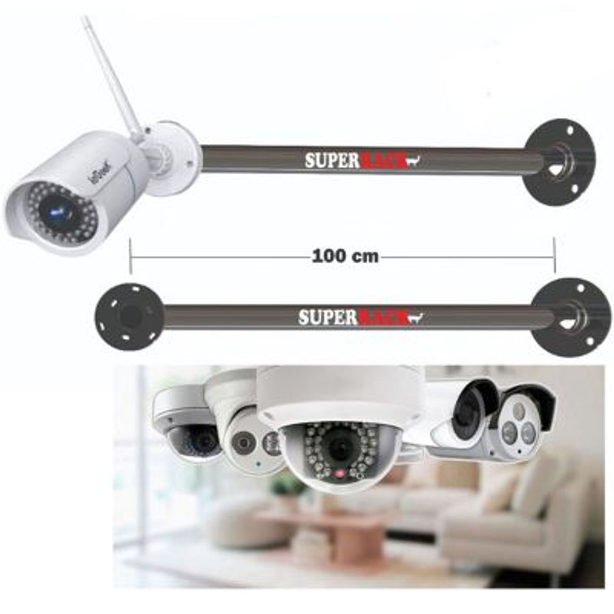 SUPER RACK - Rack Para Cámara de Seguridad Compacta 100 cm de distancia - Recto
