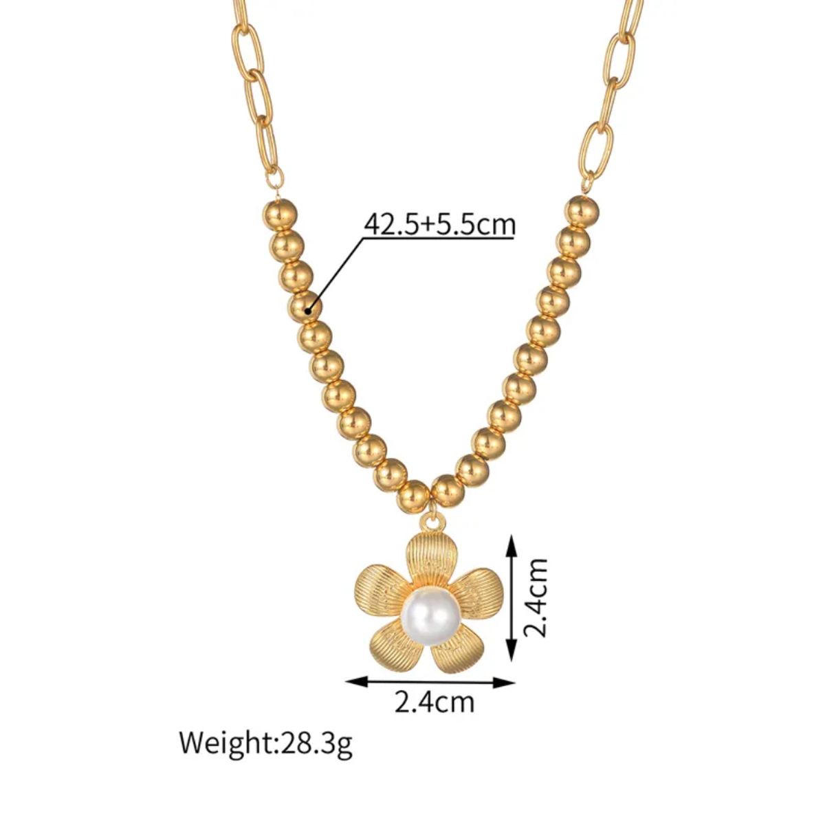 GENERICO - Collar para Mujer con Flor de Acero Inoxidable 304 Cuentas