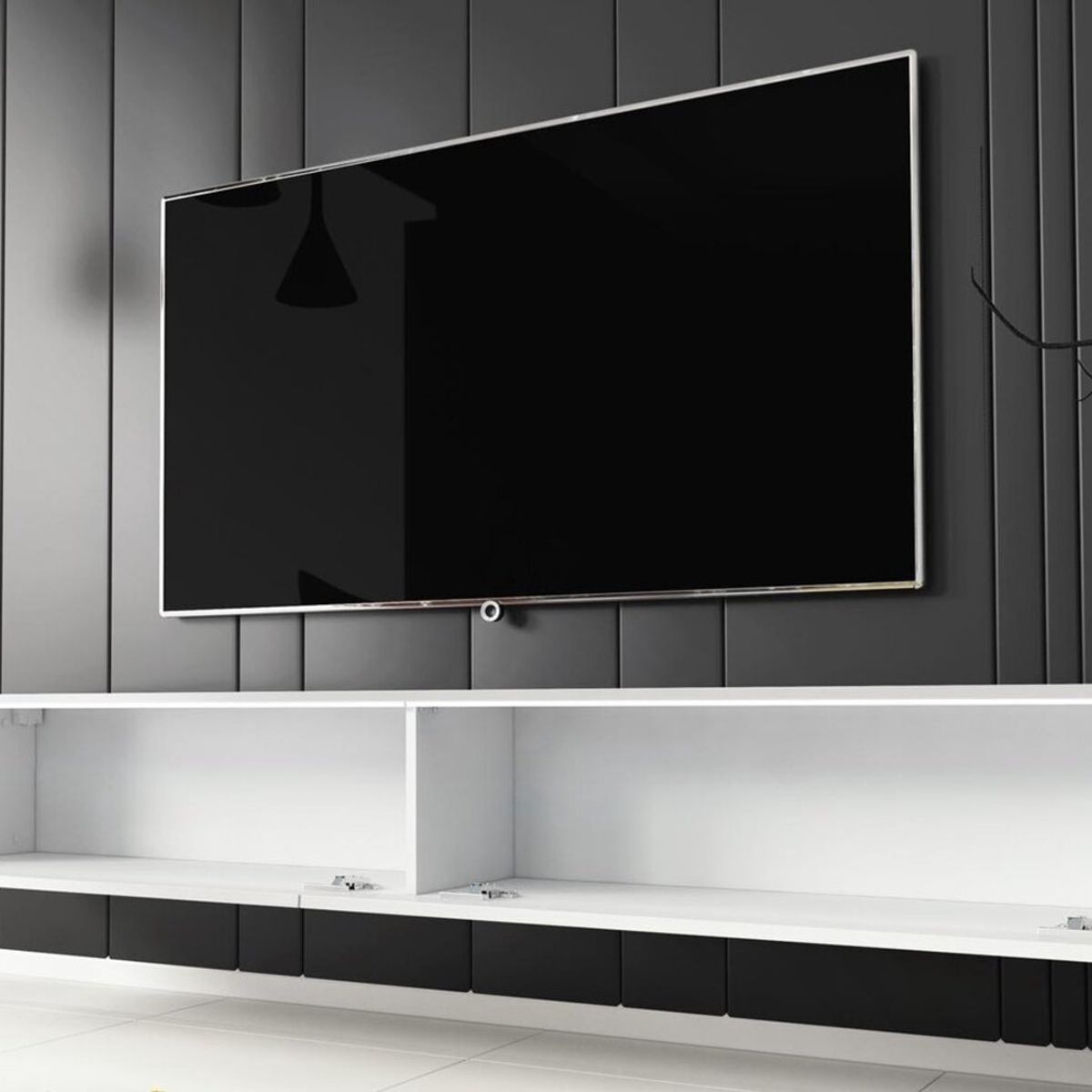 TU MESITA - Mesa de TV clásica Flotante Odry color Blanco 2 puertas TU MESITA