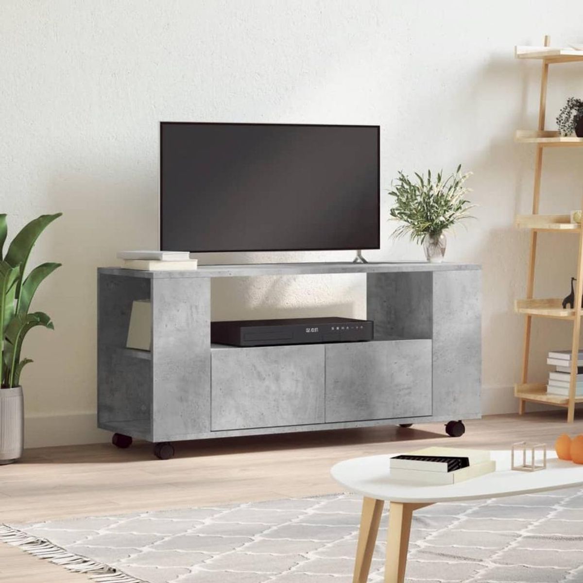 TU MESITA - Mesa de TV TU MESITA Mika con Ruedas color Gris 2 cajones