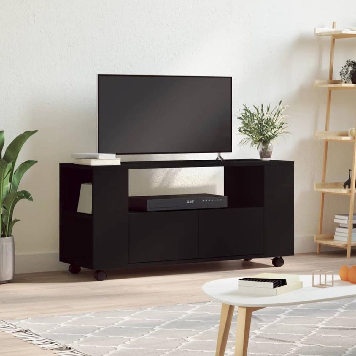 TU MESITA - Mesa de TV TU MESITA Mika con Ruedas color Negro 2 cajones