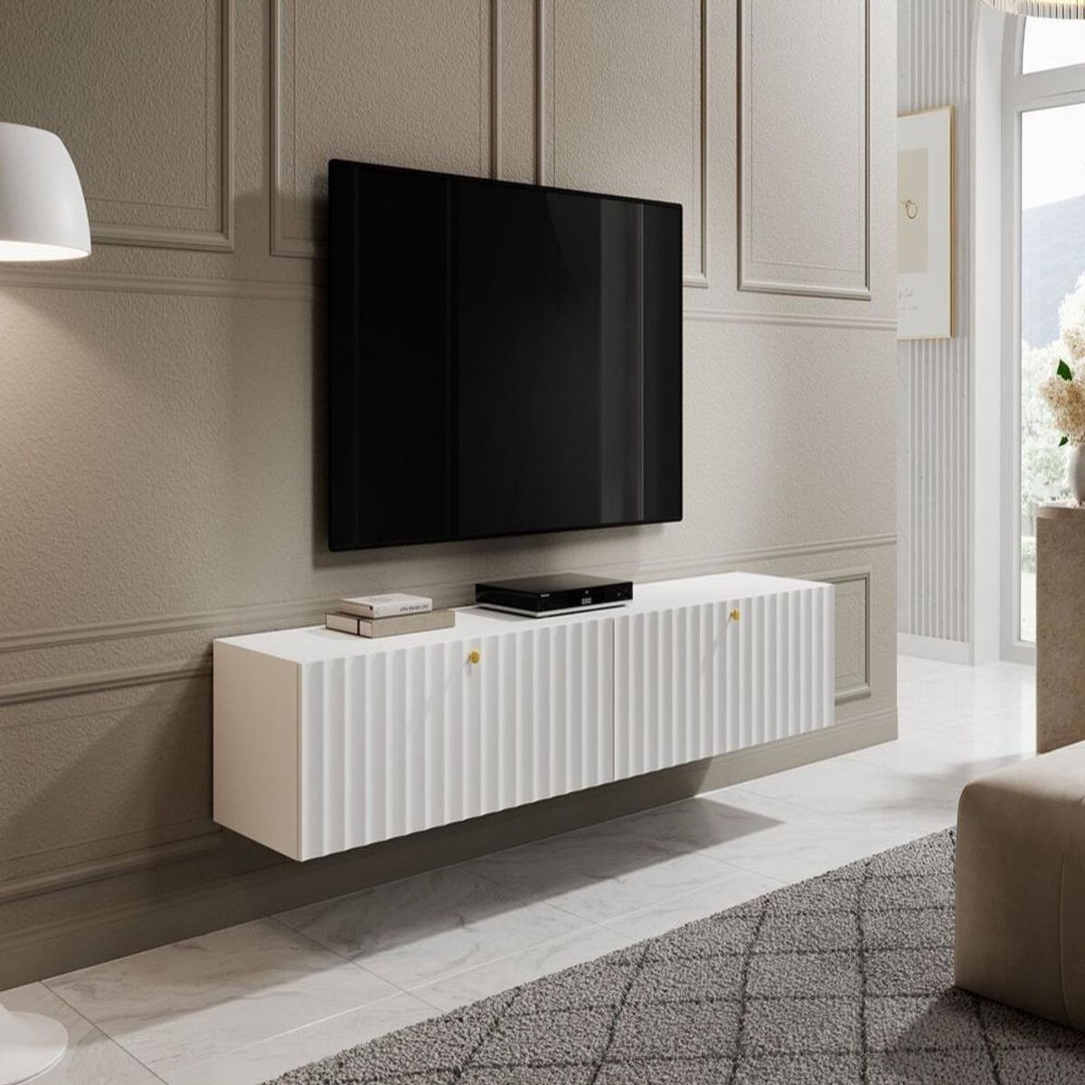 TU MESITA - Mesa de TV TU MESITA Michel Moderna color Blanco 2 puertas