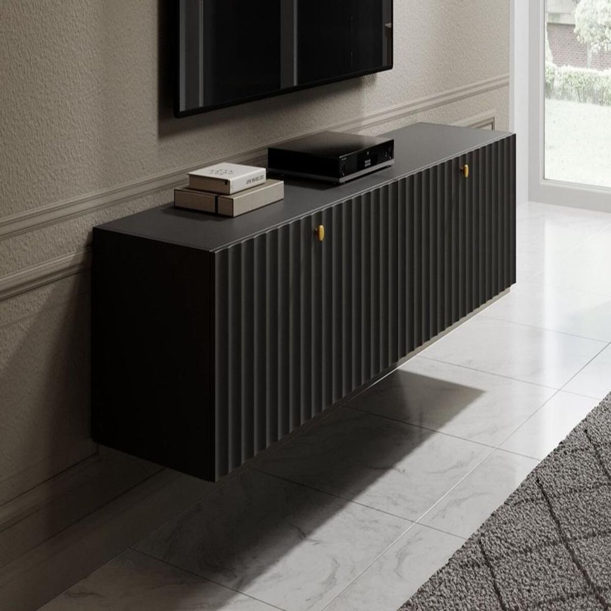 TU MESITA - Mesa de TV TU MESITA Michel Moderna color Negro 2 puertas