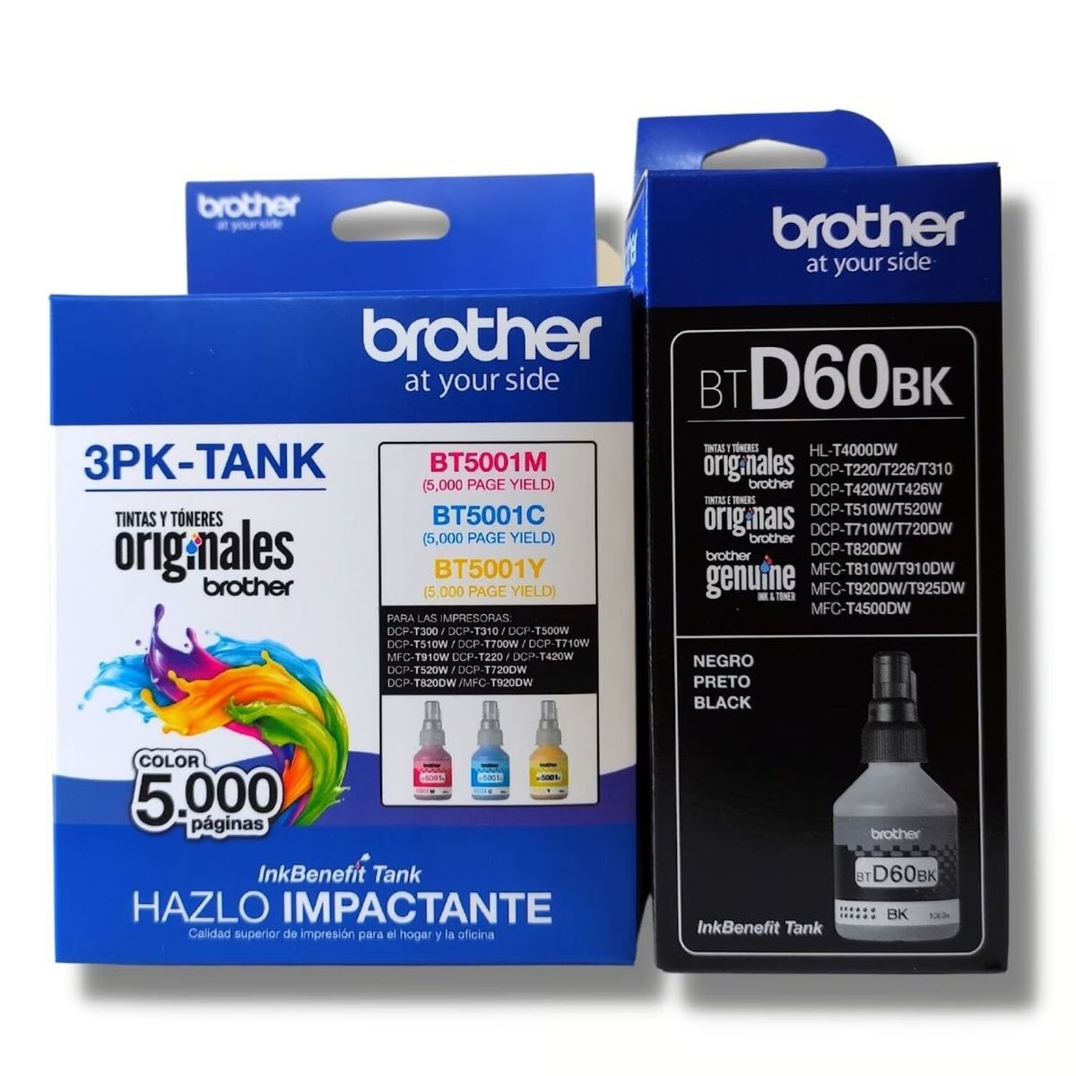 BROTHER - Kit Tinta Brother BT5001 3PK-TANK BTD60BK Cyan Magenta Amarillo Negro