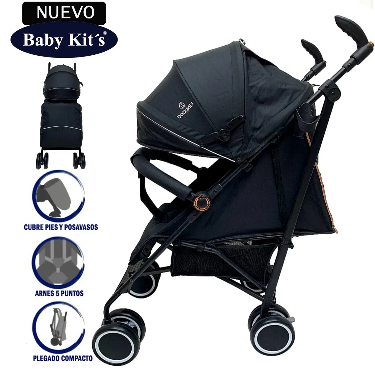 BABY KITS - Coche Bastón Baby Kits fiesta 5249 Negro
