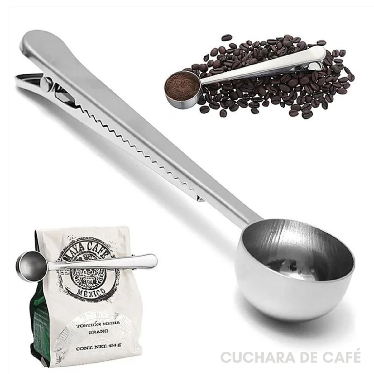 GENERICO - Cuchara de café de acero inoxidable plateada