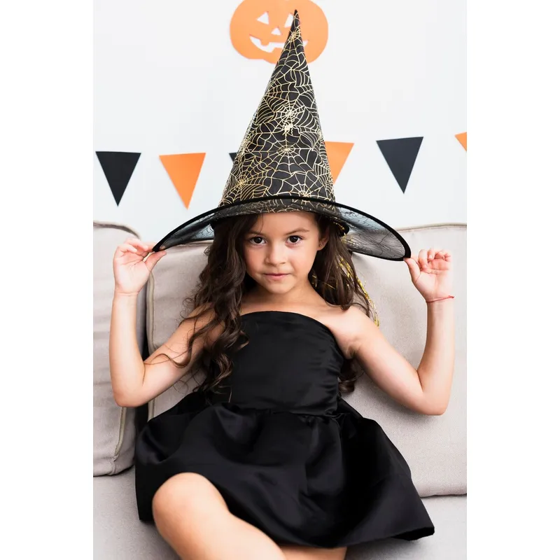 GENERICO - 2 SOMBREROS  DE BRUJA PARA NIÑA HALLOWEN