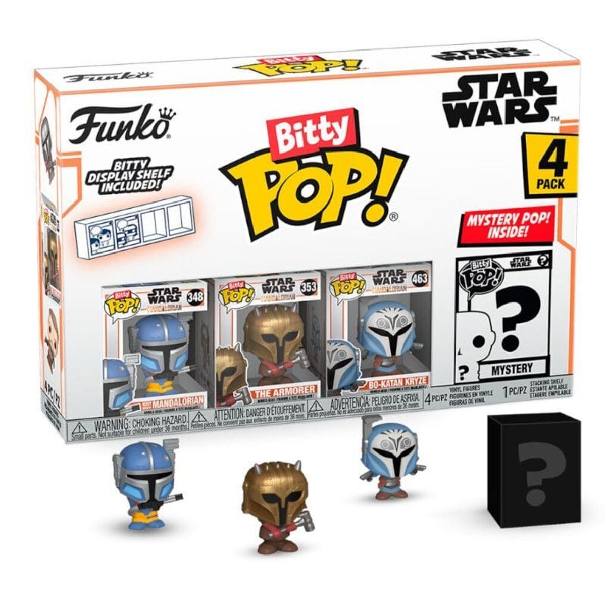 FUNKO - Bitty Pop Star Wars - Heavy Mandalorian - 4pack + Acrílico