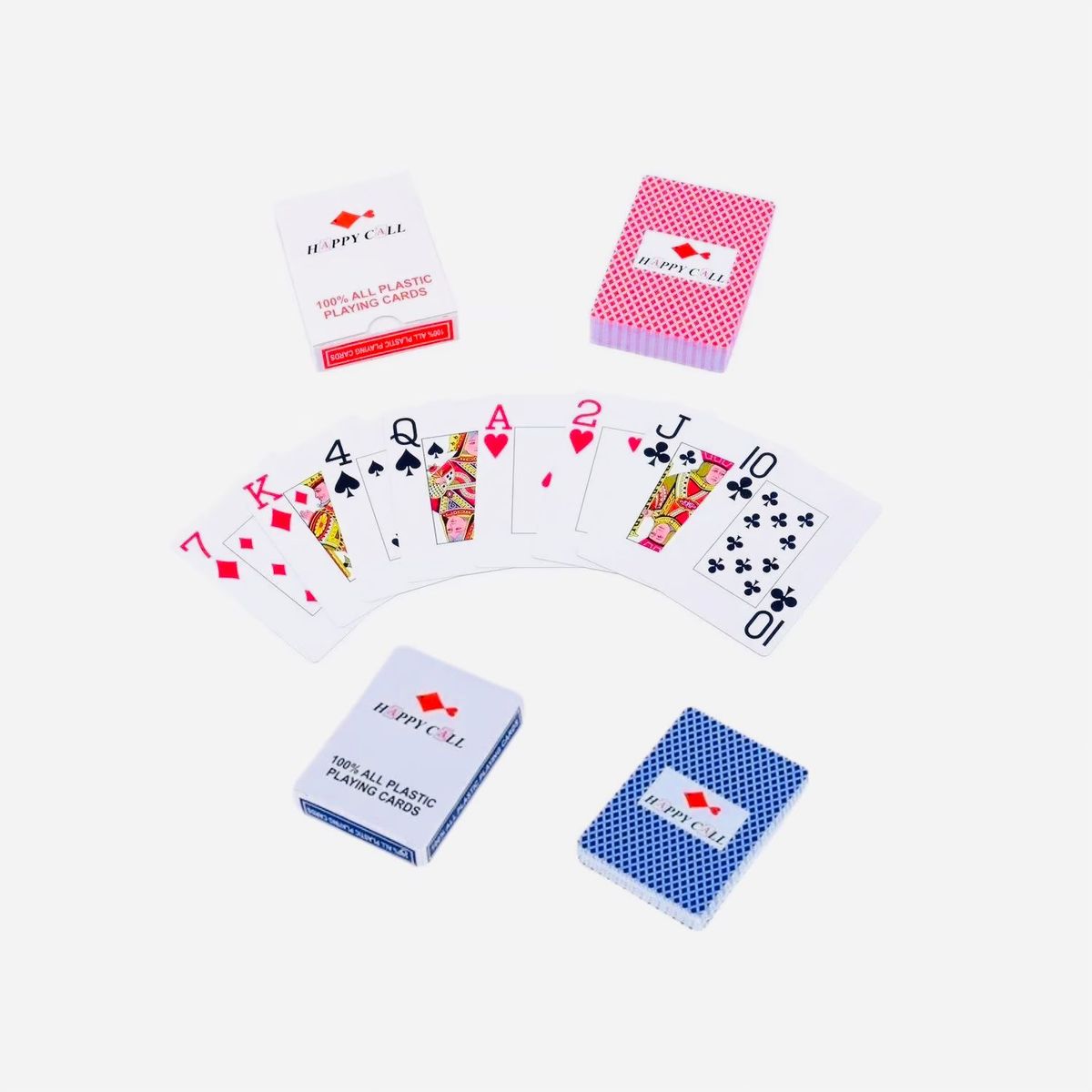 GENERICO - BARAJA DE CARTAS PARA POKER HAPPY CALL 100% PLASTICAS - ROJO