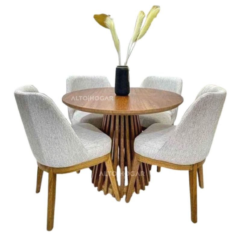 ALTO HOGAR - Juego de Comedor 4 Sillas Asia Gris Claro