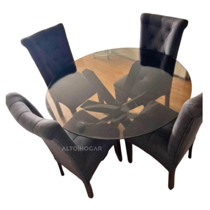 ALTO HOGAR - Juego de Comedor 4 Sillas Karlú Marrón Madera Tornillo