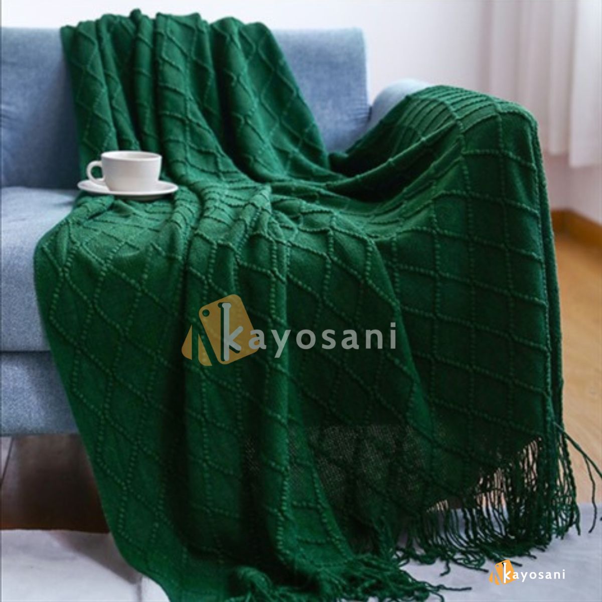CASATEX - Mantas De Punto Suave en 3D Para Sofá Y Cama GREEN