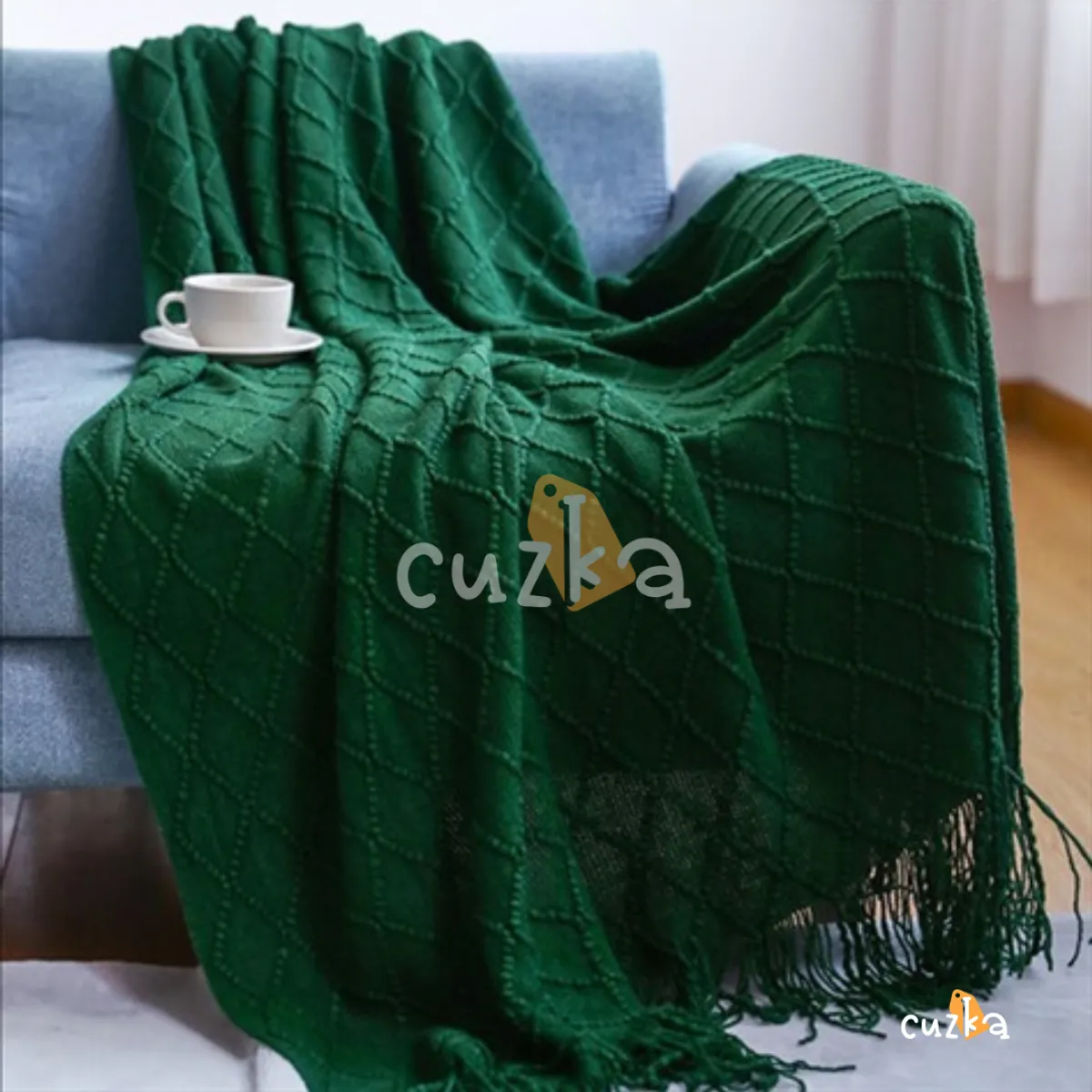 CASATEX - Mantas De Punto Suave en 3D Para Sofá Y Cama Green