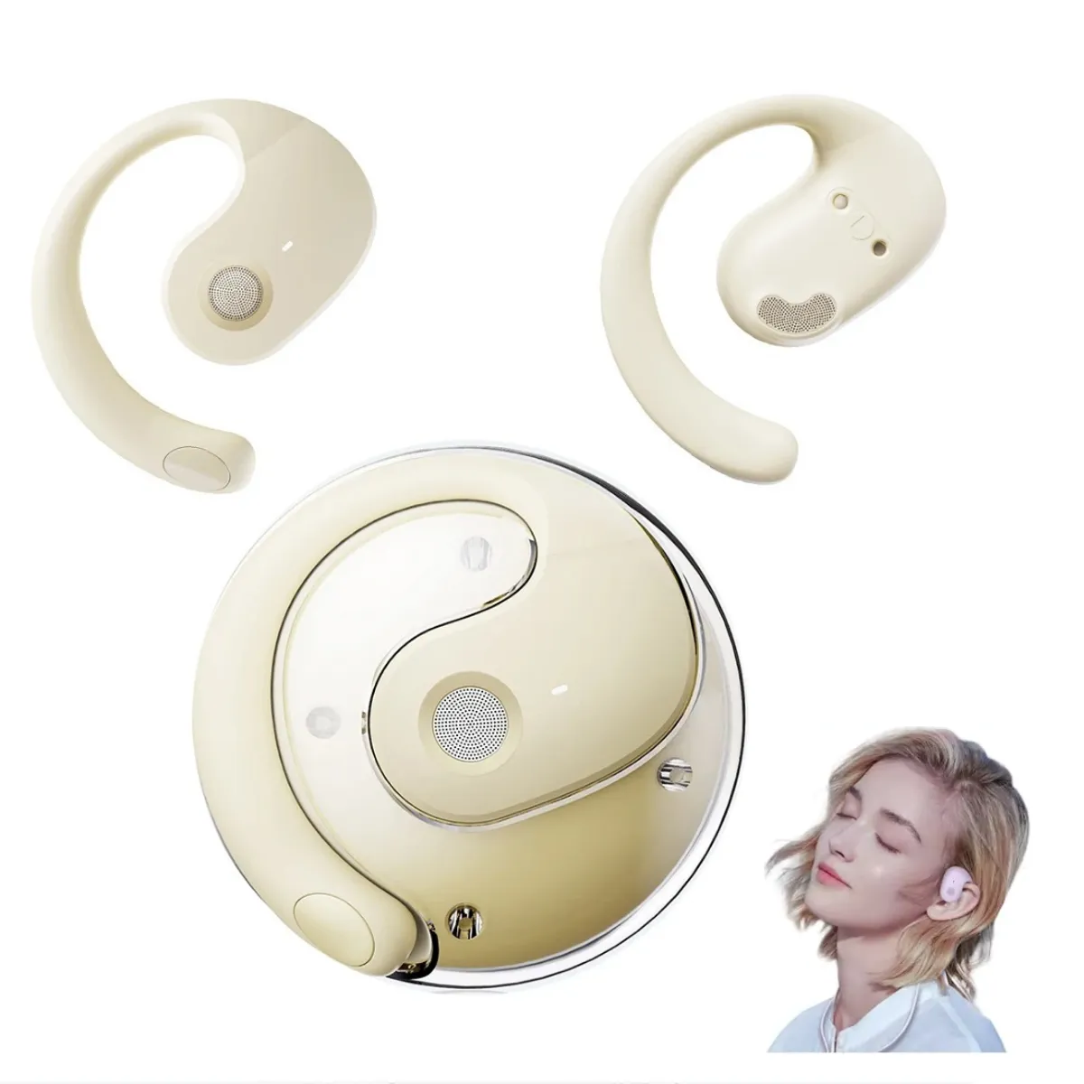 GENERICO - Audífonos Bluetooth OWS 31 Crema Sonido HD Comodidad y Baja Latencia