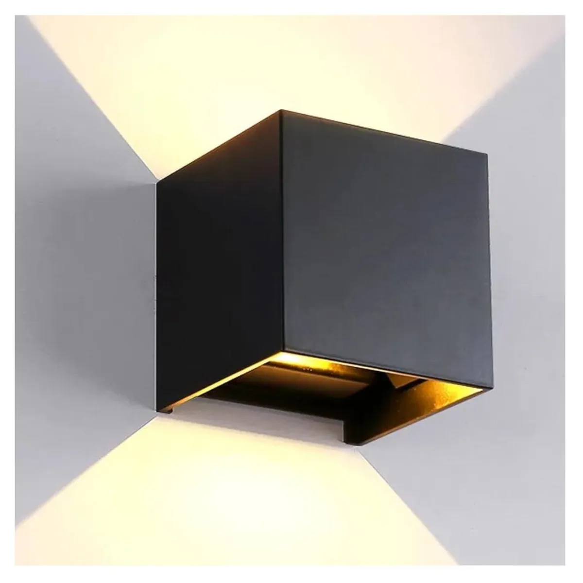GENERICO - Lampara de pared Aplique LED 6 W Cubo Negro Luz Cálida