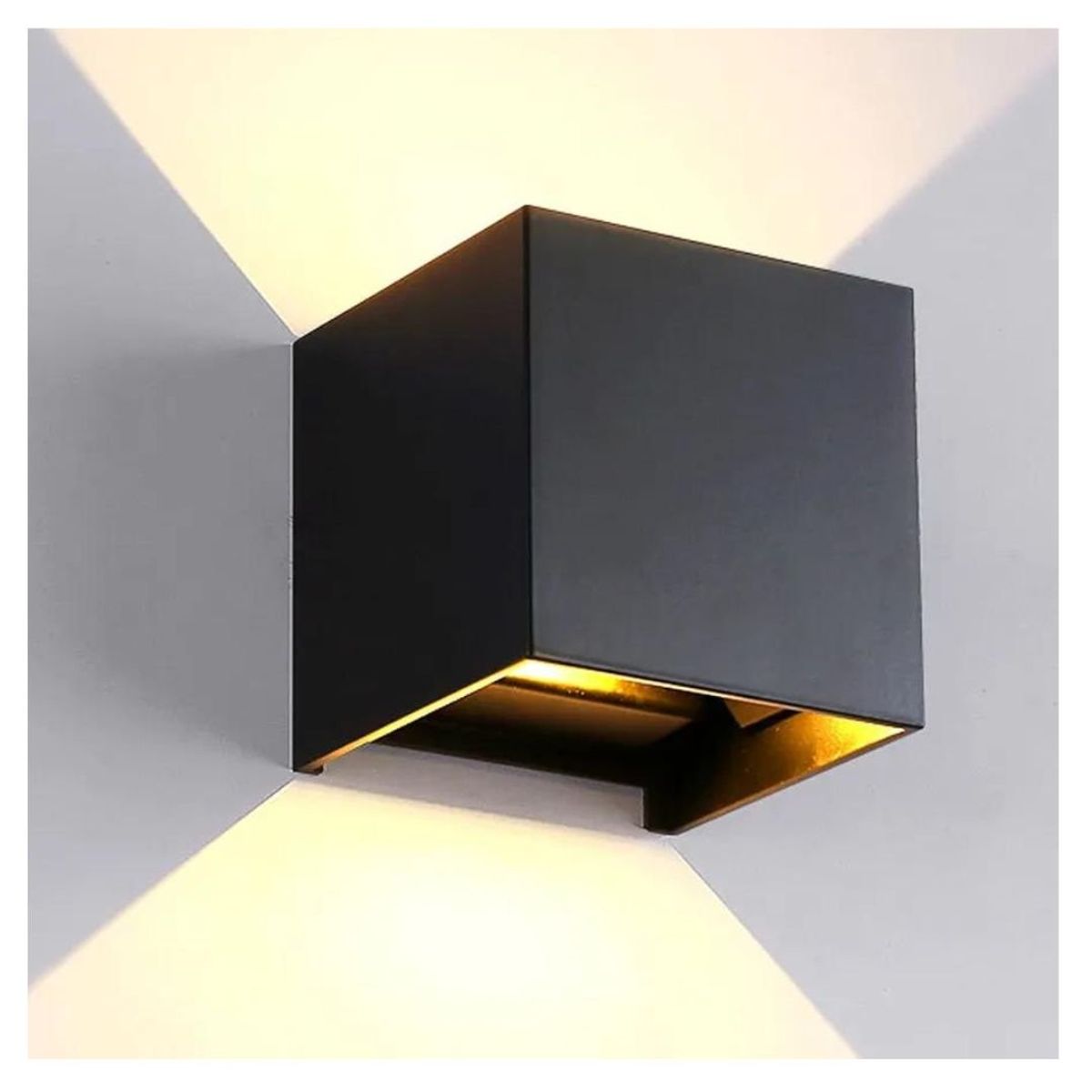 GENERICO - Lampara de pared Aplique LED 6 W Cubo Negro Luz Cálida
