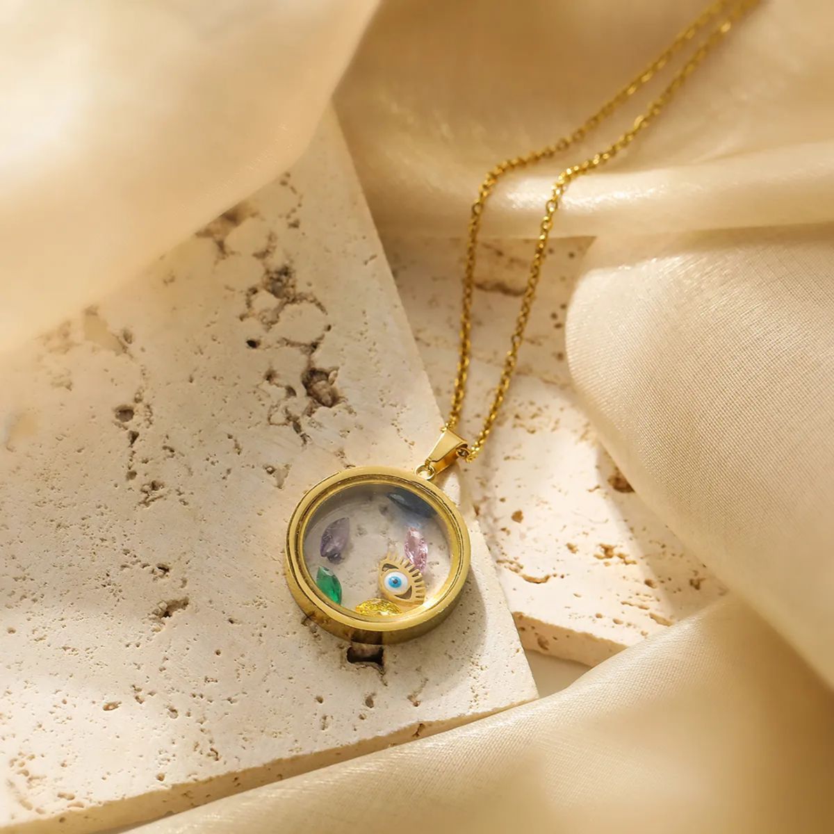 GENERICO - Collar para Mujer de Acero Inoxidable con Colgante de Ojo del Diablo