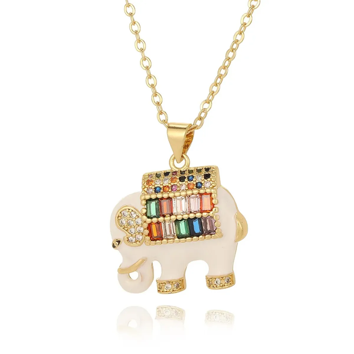 GENERICO - Collar para Mujer con Colgante de Elefante en Esmalte Embutido