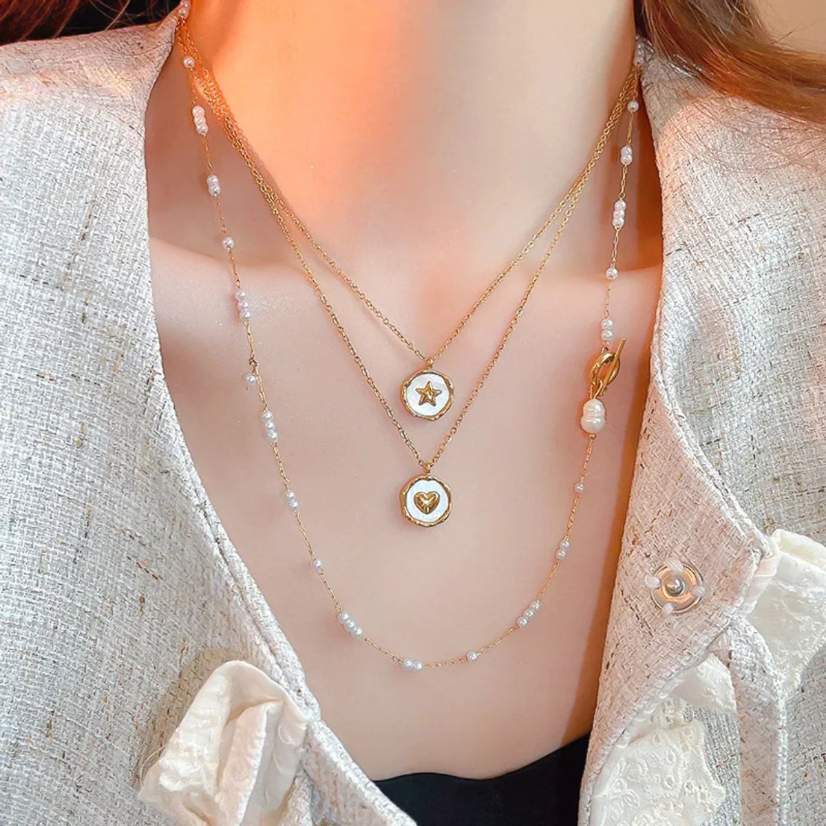 GENERICO - Collar para Mujer Clásico con Colgante estrella en Acero Titanio