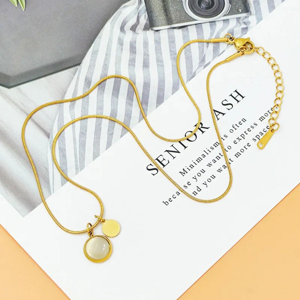 GENERICO - Collar para Mujer con Colgante de Ópalo de Imitación