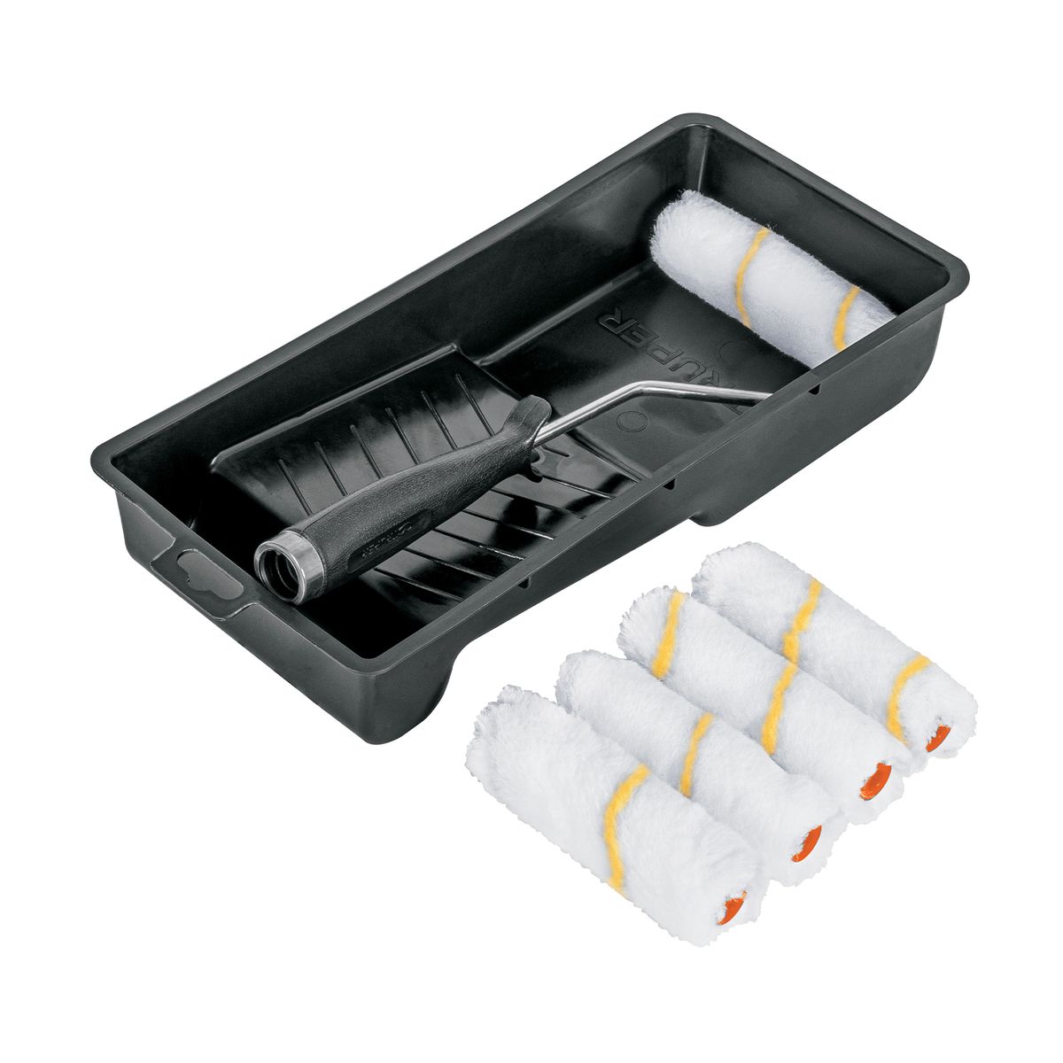 TRUPER - Kit para pintor + 5 rodillos de 4" + bandeja y maneral Truper