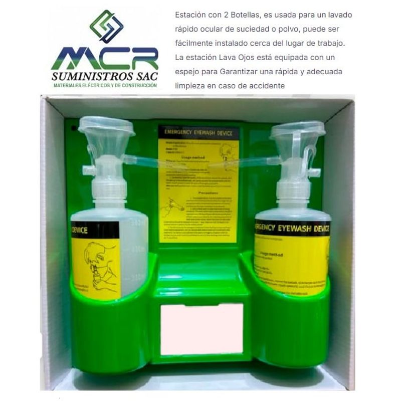 GENERICO - ESTACION DE LAVADO DE OJOS DE EMERGENCIA PARA MINERIA 2 BOTELLAS 500ML