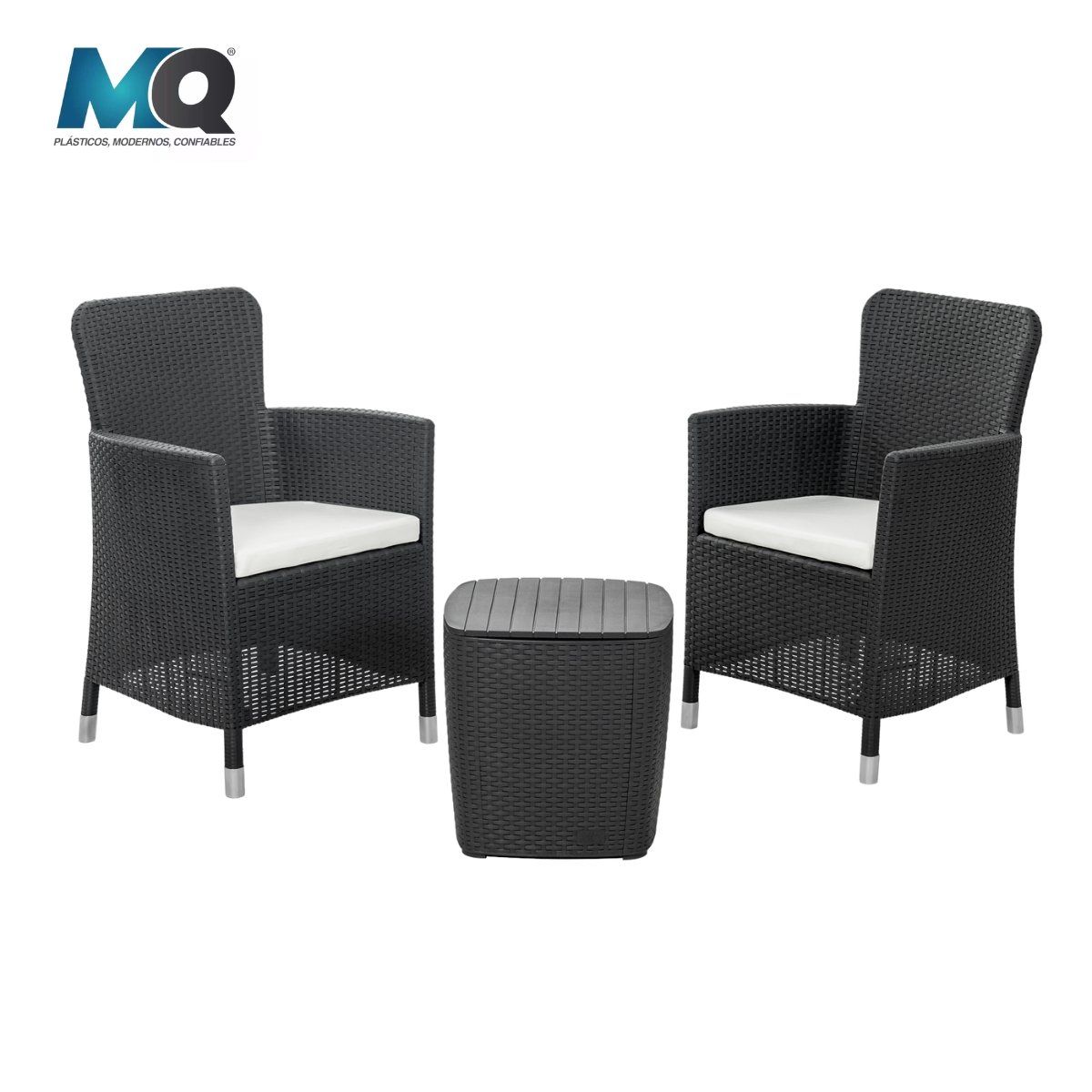 QRUBBER - Juego De Terraza Estilo Capri 2 Puestos Color Gris Grafito - MQ