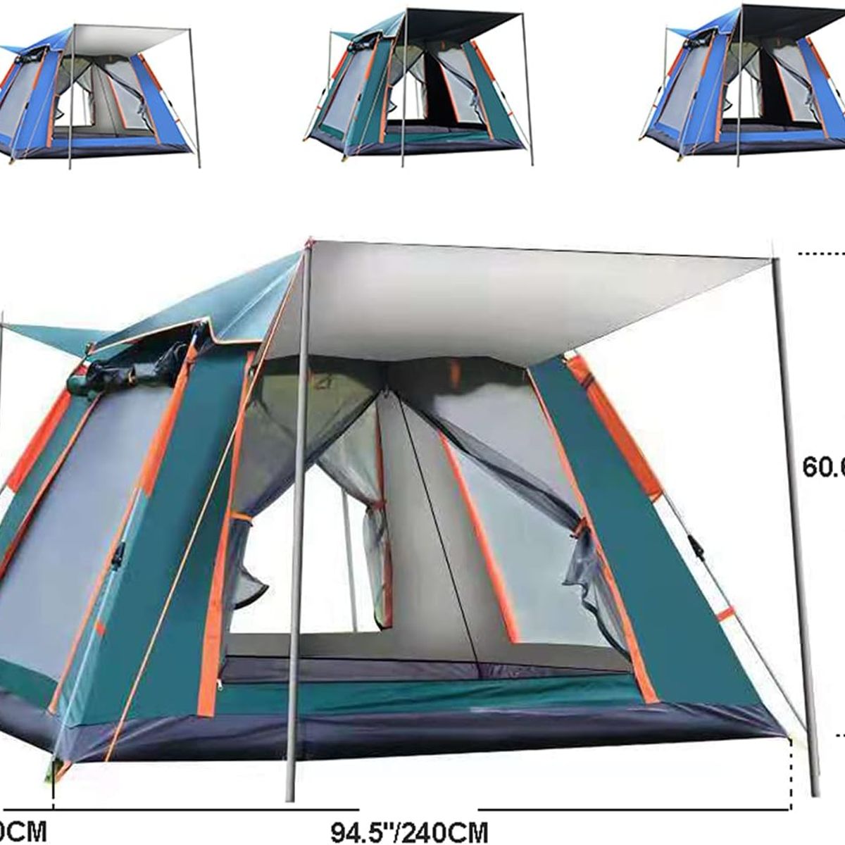 EVERBEST - Carpa Automática Aire Libre Impermeable 6 Personas - Verde