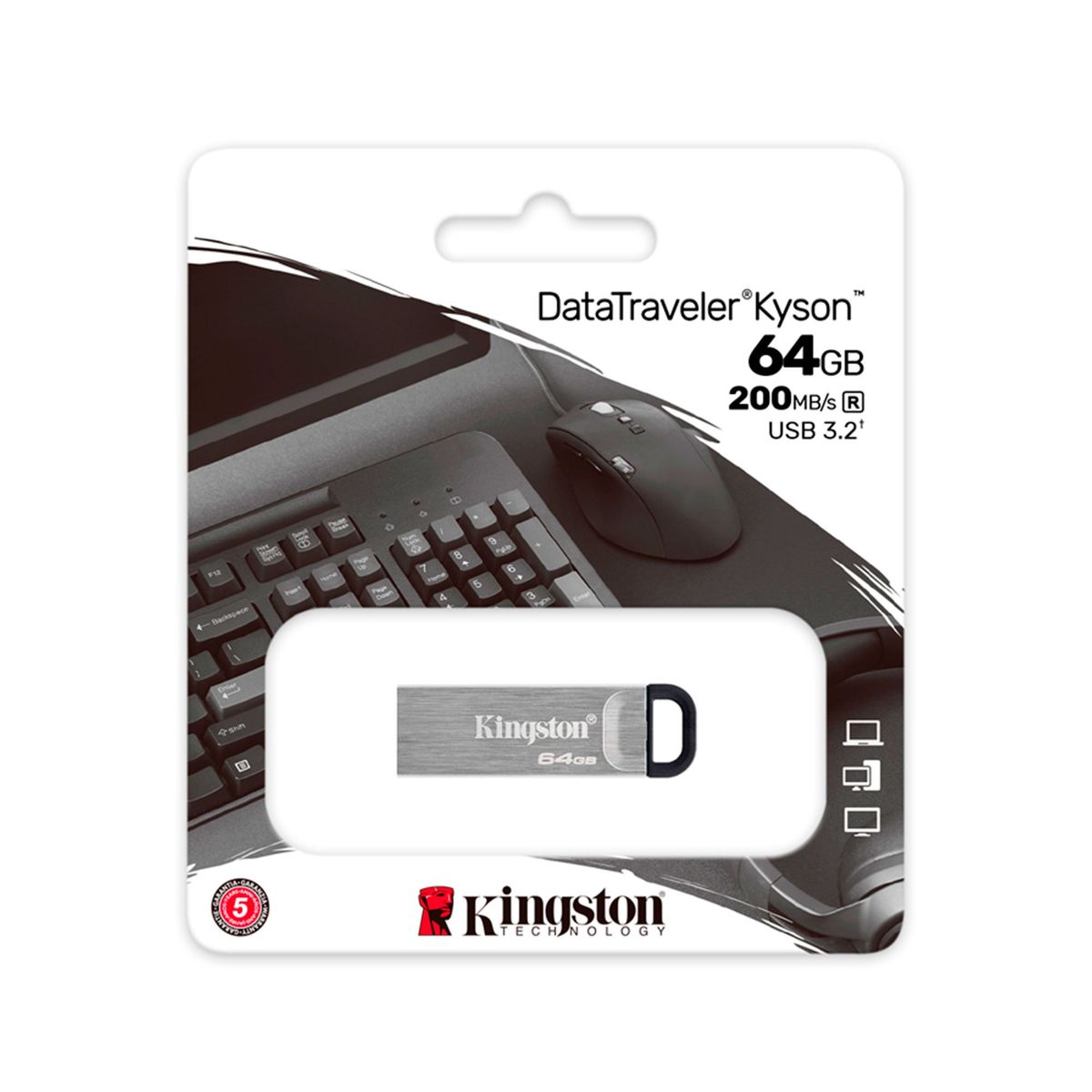 KINGSTON - USB FLASH KINGSTON DATATRAVELER KYSON 64GB USB 3.2 GEN1 P/N: DTKN/64GB