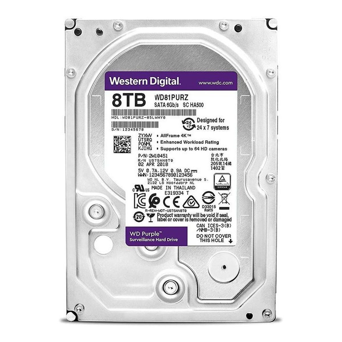 WESTER DIGITAL - DISCO DURO WESTERN DIGITAL PURPLE 8TB SATA  WD84PURZ