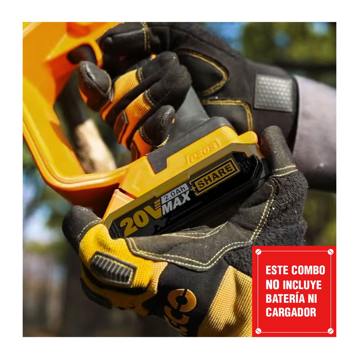 INGCO TOOLS - MOTOSIERRA INALÁMBRICA INGCO CORTADORA MADERA 20V + GUANTES