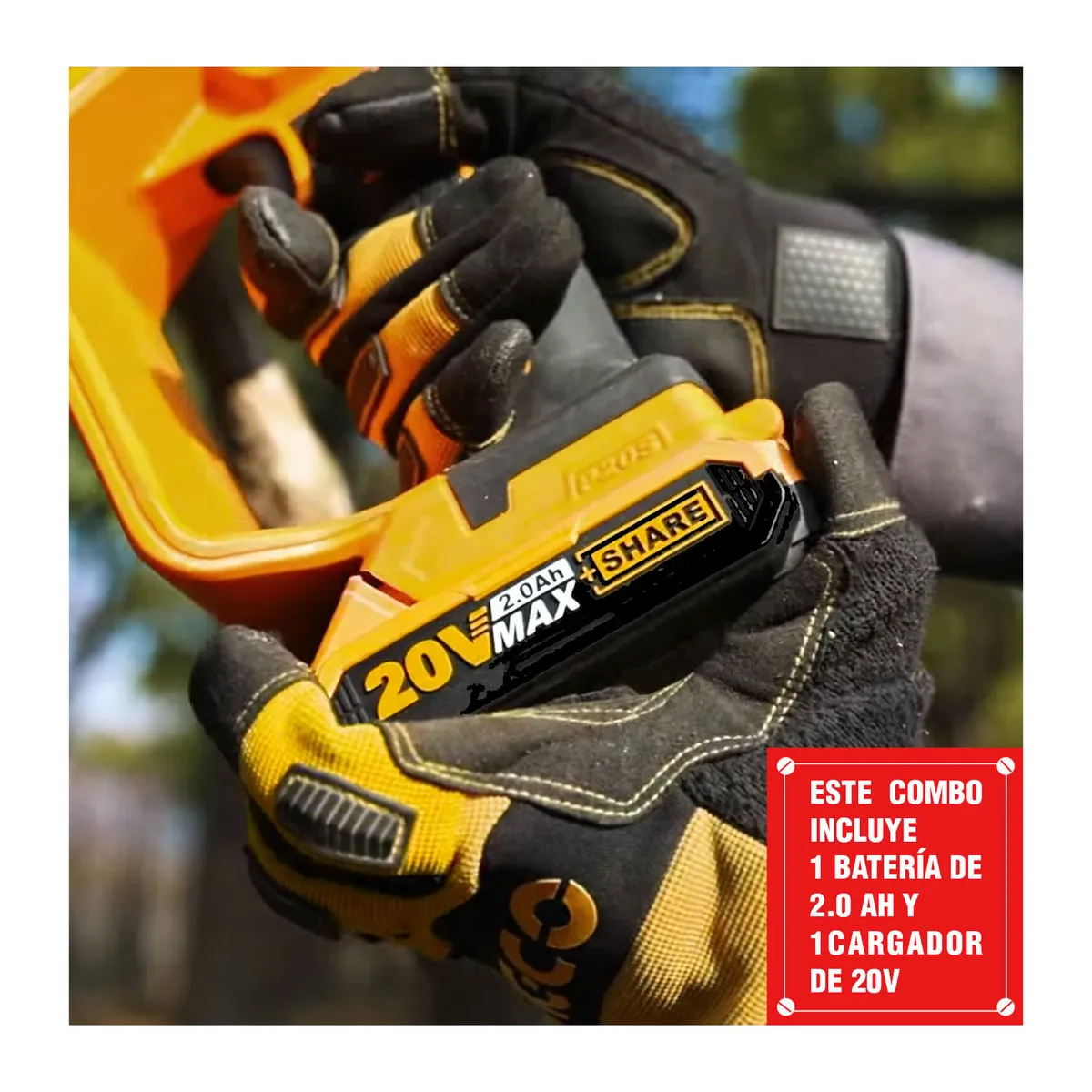 INGCO TOOLS - MOTOSIERRA INALÁMBRICA CORTADORA MADERA 20V BATERÍA 20AH