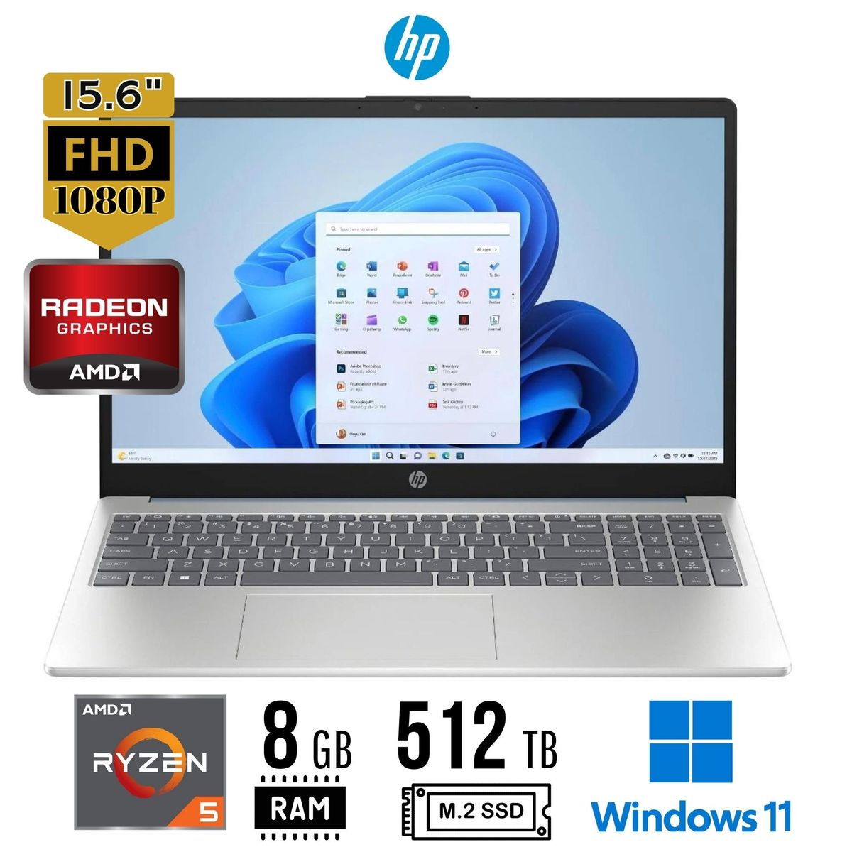 HP - Laptop HP 15-fc0071la 15.6" - FHD - Ryzen 5 7520U - 8GB - 512GB SSD - W11 Home