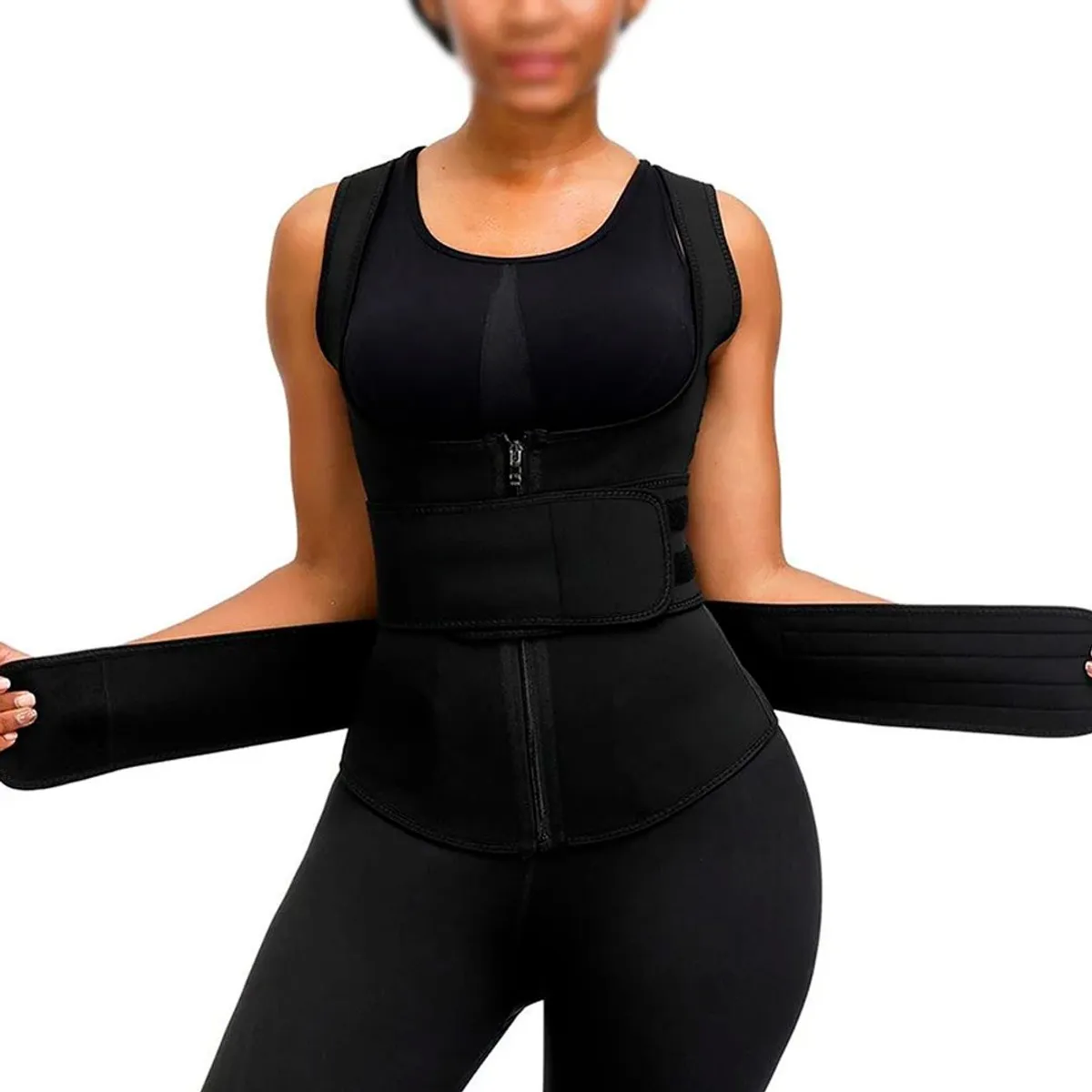GENERICO - Chaleco Reductor Moldeador Con Doble Cinturón Neopreno Para Mujer