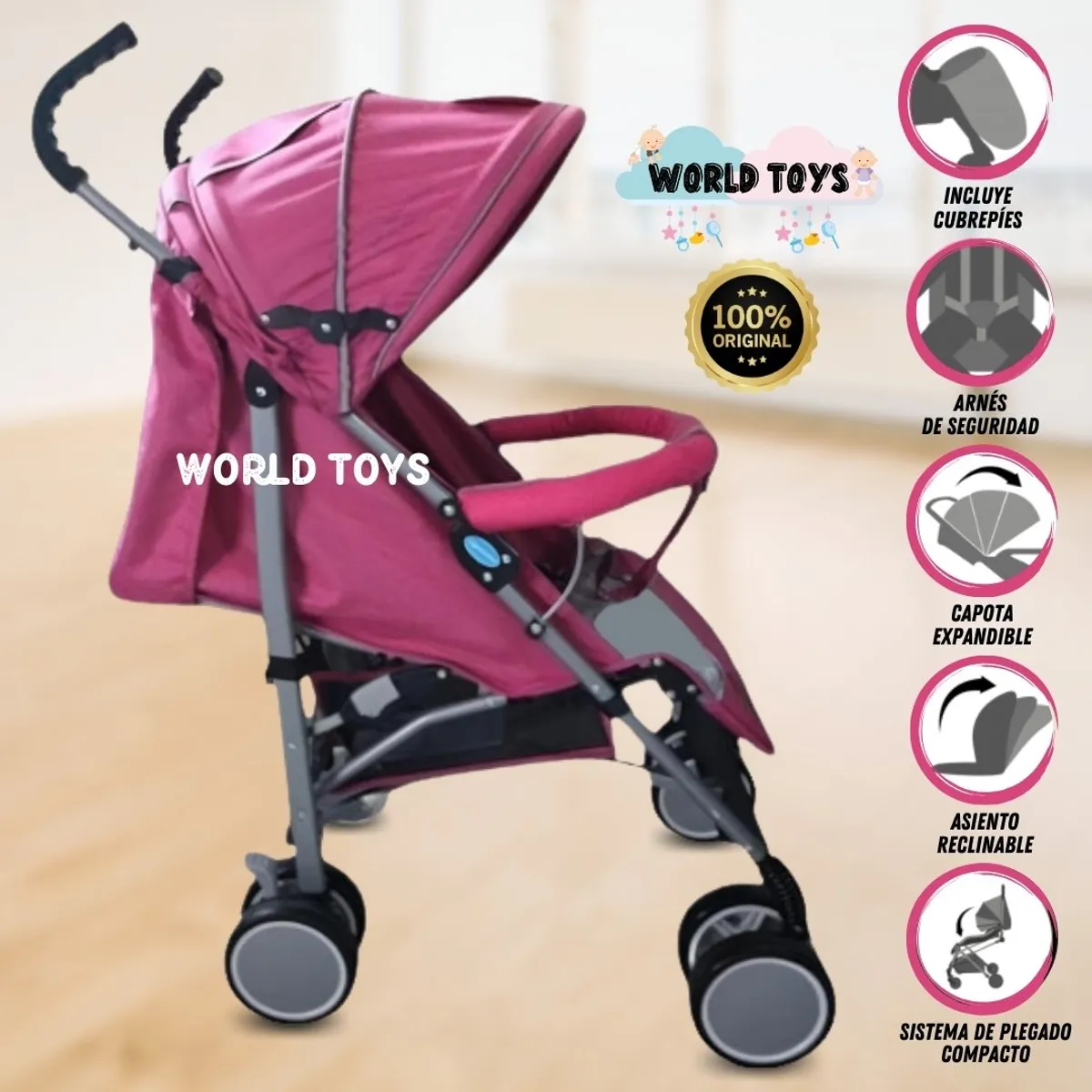 BABY - Coche Bastón «AMADEUS» Pink