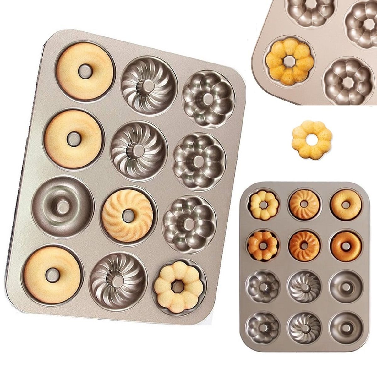 GENERICO - Molde para donas antiadherente de acero al carbono para hornear