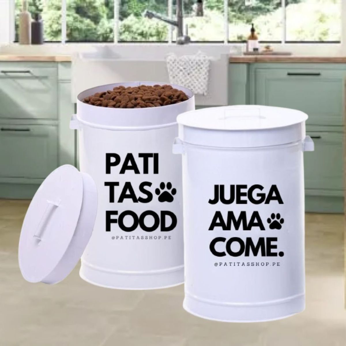 GENERICO - Contenedor de alimentos para Perros y Gatos PATITAS FOOD