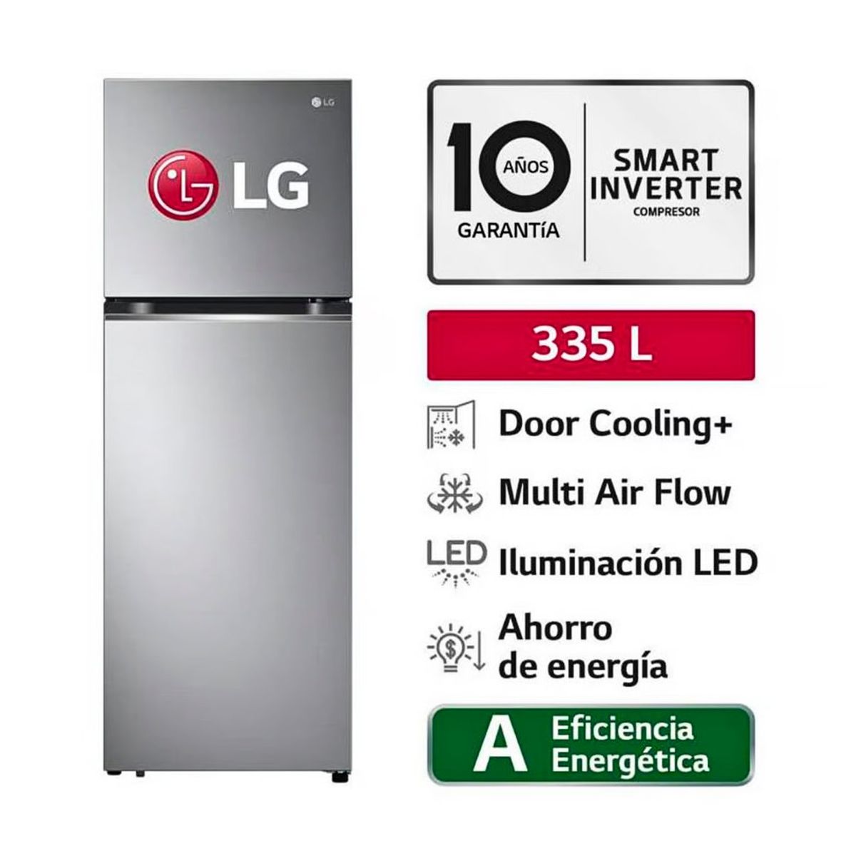 LG - Refrigeradora LG 335 Lt Top Freezer No Frost GT33BPP Plateado