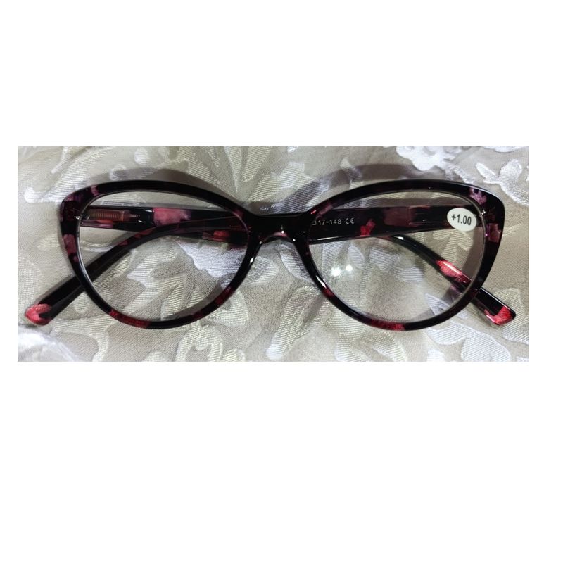 GENERICO - Montura de Lentes con Medida Lente de Gato +1 PL1939 Rojo