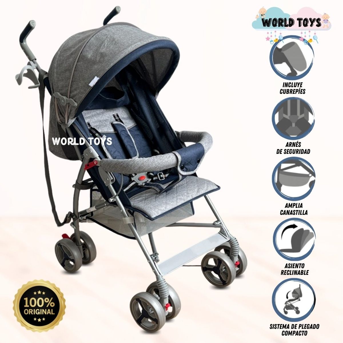 BABY - Coche Bastón «MAINSON» Blue