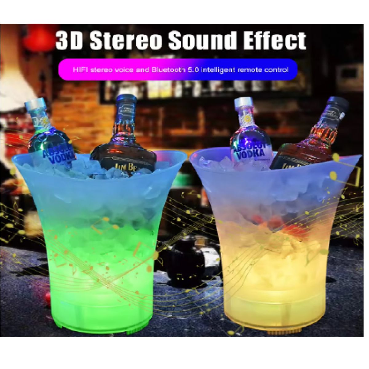 GENERICO - Cubo de hielo LED con Altavoz Bluetooth