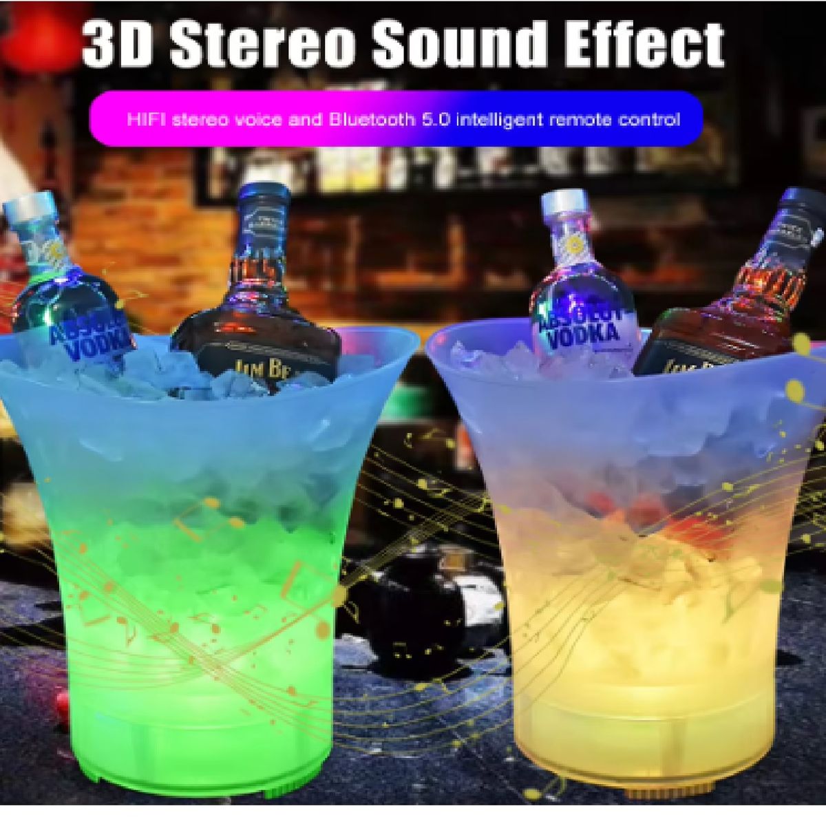 GENERICO - Cubo de hielo LED con Altavoz Bluetooth