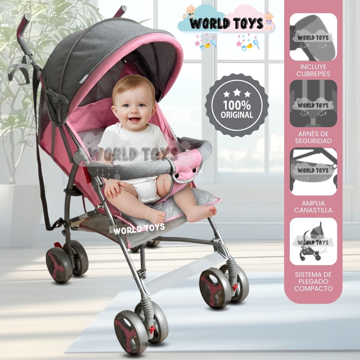 BABY - Coche Bastón «MAINSON» Dark Pink